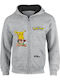 Fleece Kinder-Sweatshirt Strickjacke mit Kapuze und Taschen Grau