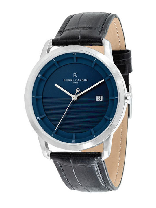 Pierre Cardin Men's Watch 46mm Battery with Blue Leather Strap