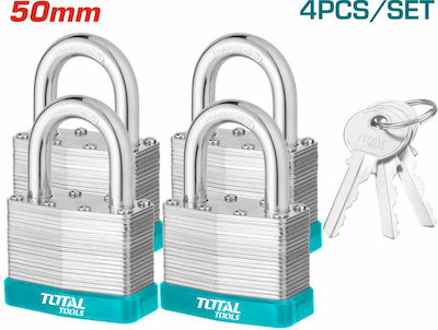 Total Steel Padlock Brass with Key 50mm 4pcs