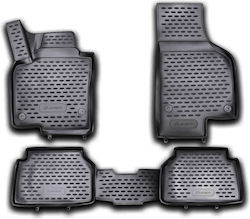 Novline Set of Front and Rear Mats Tray Type 4pcs from Rubber for Volkswagen Tiguan 5D 10/2007-2016 Black