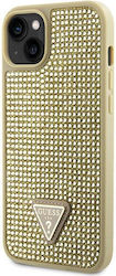 Guess Rhinestones Triangle Umschlag Rückseite Silikon Gold (iPhone 14) GUHCP14SHDGTPD