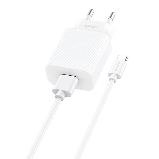 Foneng Ladegerät mit USB-A Anschluss und Kabel USB-C Weißs (EU28)