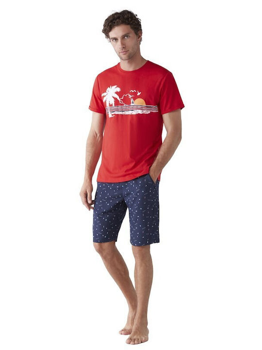 Nautica M515 De vară Pijama de bărbați Roșie