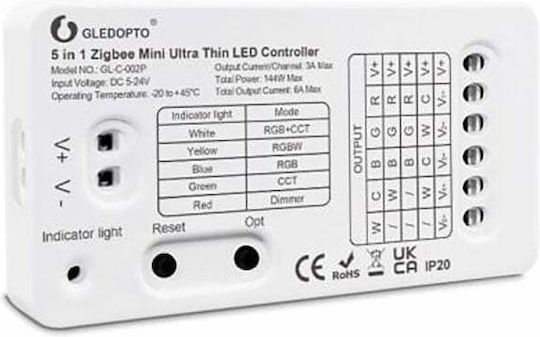 Ασύρματο Controller για RGB, RGBW και Ρυθμιζόμενο Λευκό GL-C-002P