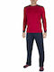 A.A UNDERWEAR Men's Winter Cotton Pajamas Set Bordeaux/Blue