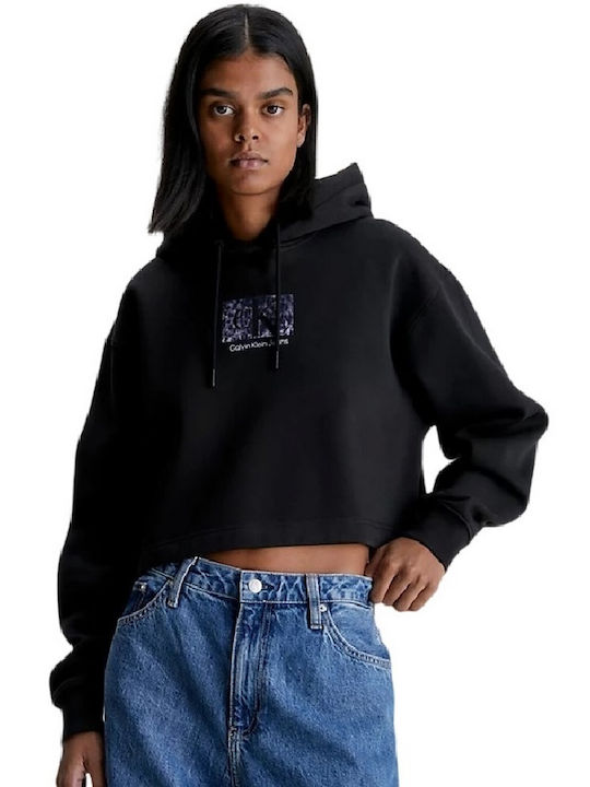 Calvin Klein Women's Cropped Hooded Sweatshirt Black