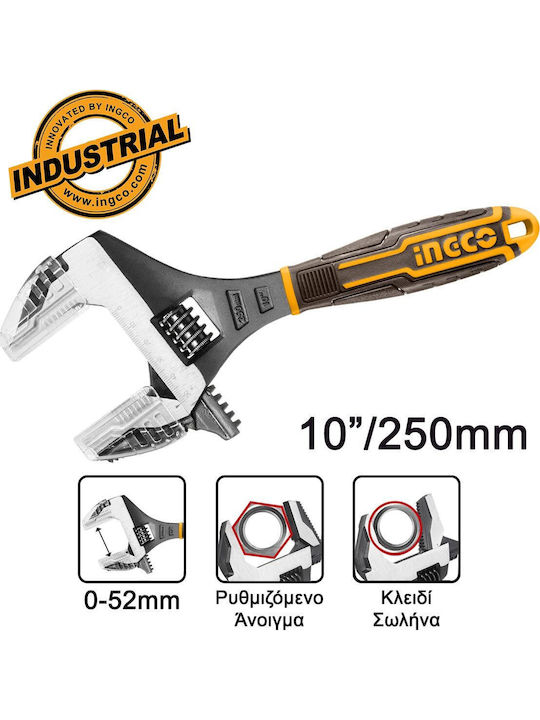 Ingco French Wrench with Adjustable Opening 52mm and Anti-Slip Handle 250mm