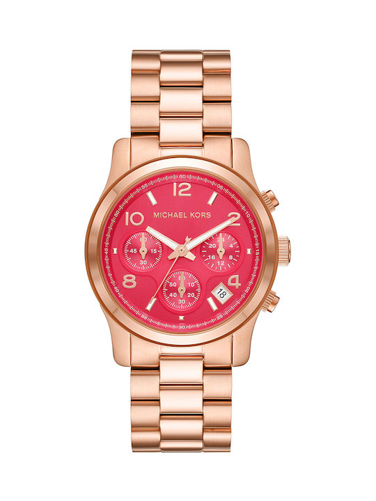 Michael Kors Watch Chronograph with Pink Gold Metal Bracelet