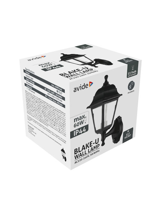 Avide Wall-Mounted Outdoor Lantern IP44 E27 Black