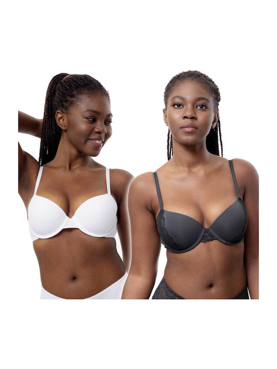 Jovie Demi Anthracite/White Σουτιέν με Μπανέλες 2Pack