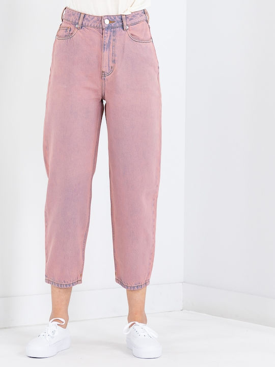 The Tide High Waist Women's Jean Trousers in Balloon Line Pink