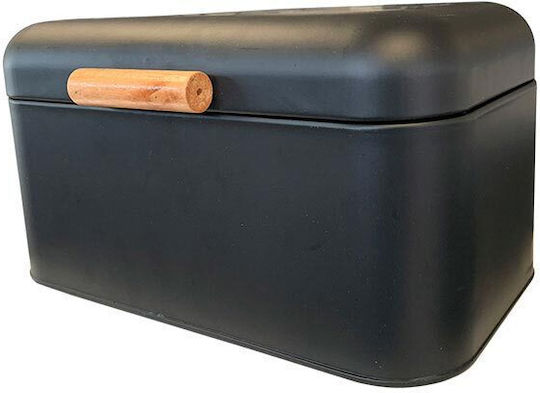 Bread Box with Lid Metallic Black 30x18x16cm