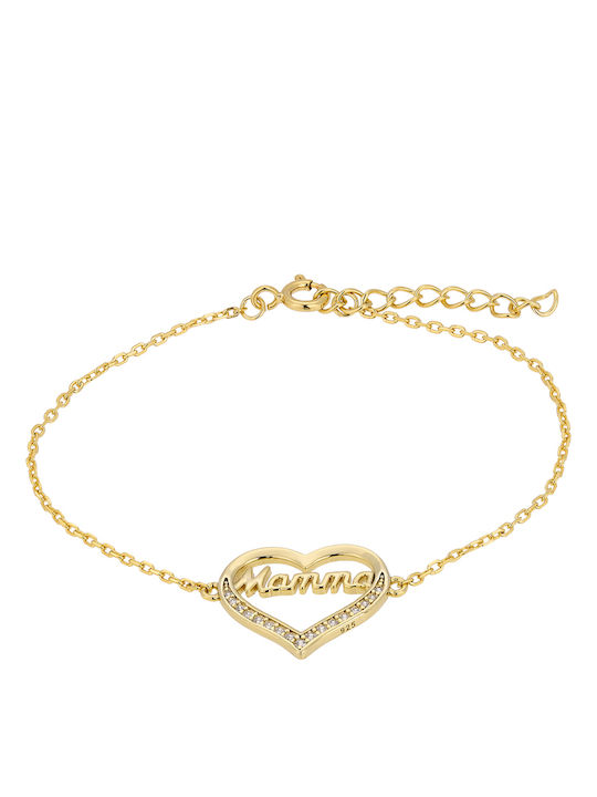 Prince Silvero Bracelet Chain with design Mum made of Silver Gold Plated with Zircon