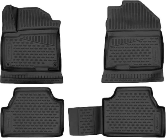 Novline Set of Front and Rear Mats 4pcs Tray Type for Hyundai Kona Electric 5D 2018+ Black