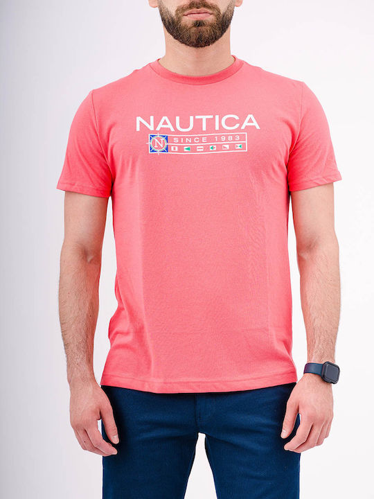 Nautica Ανδρικό T-shirt Κοντομάνικο Ροζ