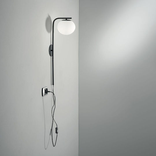 Fan Europe Modern Lamp Wall Socket with Socket E14 and Switch Black 65.5x15cm