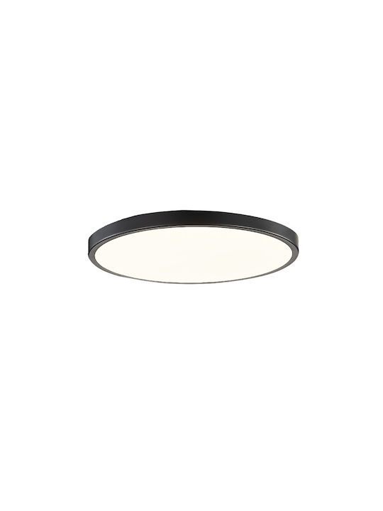 Inlight Μοντέρνα Μεταλλική Πλαφονιέρα Οροφής με Ενσωματωμένο LED σε Μαύρο χρώμα 60cm
