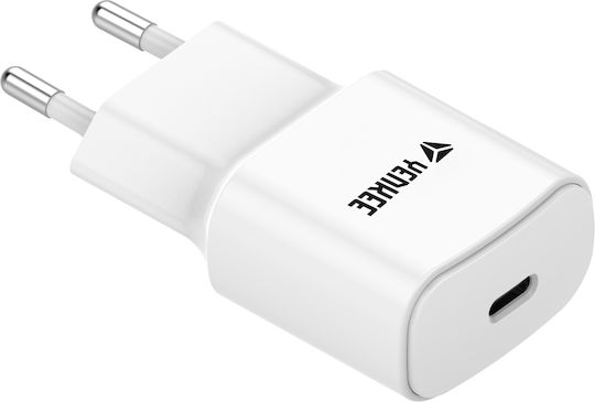 Yenkee Ladegerät ohne Kabel mit USB-C Anschluss 20W Weißs (YAC 2033W)