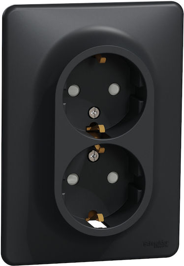 Schneider Electric Sedna Design Διπλή Χωνευτή Πρίζα Ρεύματος Μαύρη