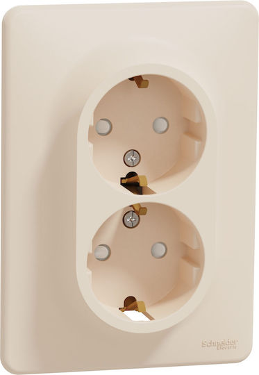 Schneider Electric Sedna Design Двойна Мортис Електрически Контакт Бежов