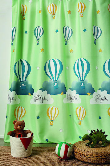 Whitegg Kids Rod Pocket Curtain Hot air balloon Green 260x280cm