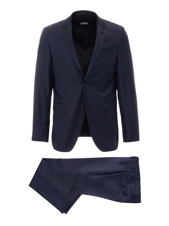 Karl Lagerfeld Ανδρικό Κοστούμι Με Γιλέκο με Κανονική Εφαρμογή Navy Μπλε