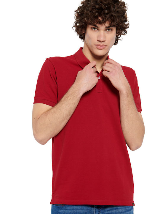 Garage Fifty5 Men's Short Sleeve Blouse Polo Deep Red