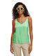 Scotch & Soda Women's Summer Blouse Cotton with Straps & V Neckline Green