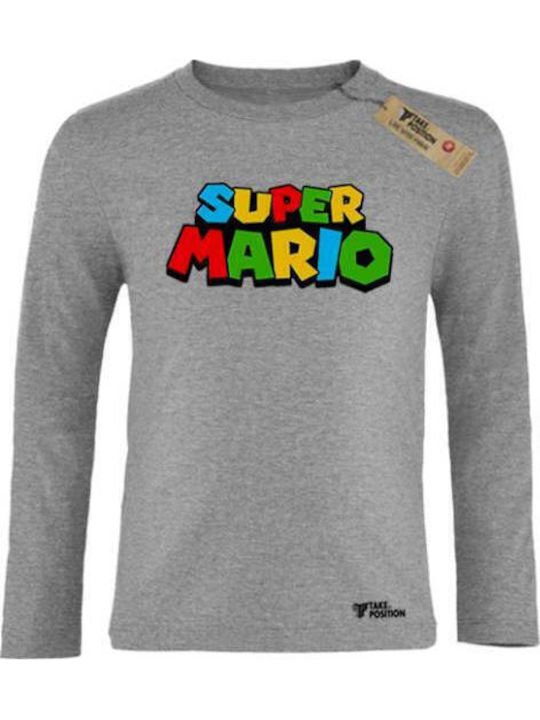 Kids' Shirt Long Sleeve Gray Super Mario