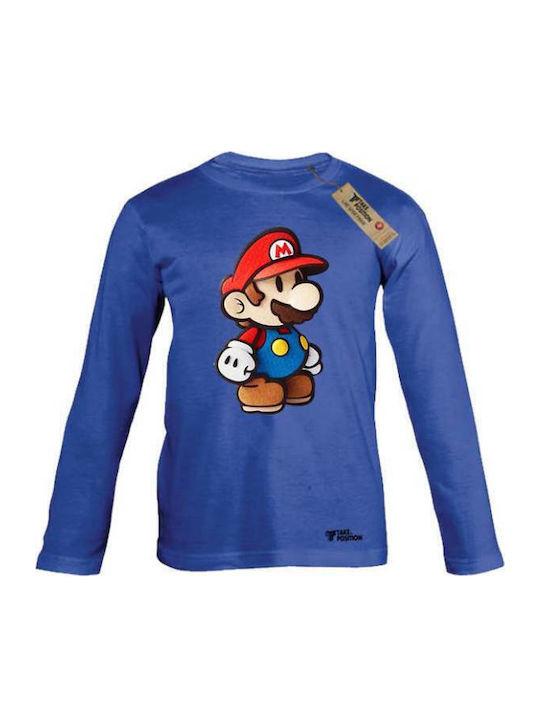Takeposition Kids' Shirt Long Sleeve Blue Mario 3D
