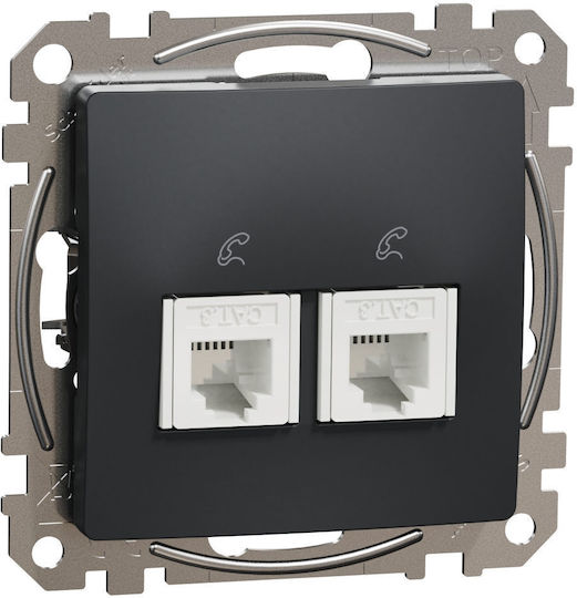 Schneider Electric Sedna Design Telefonsteckdose ohne Rahmen Doppelter in Grau Farbe SDD114492