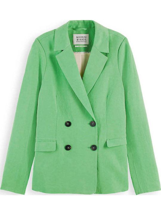 Scotch & Soda Summer Double Breasted Event Women's Blazer Green