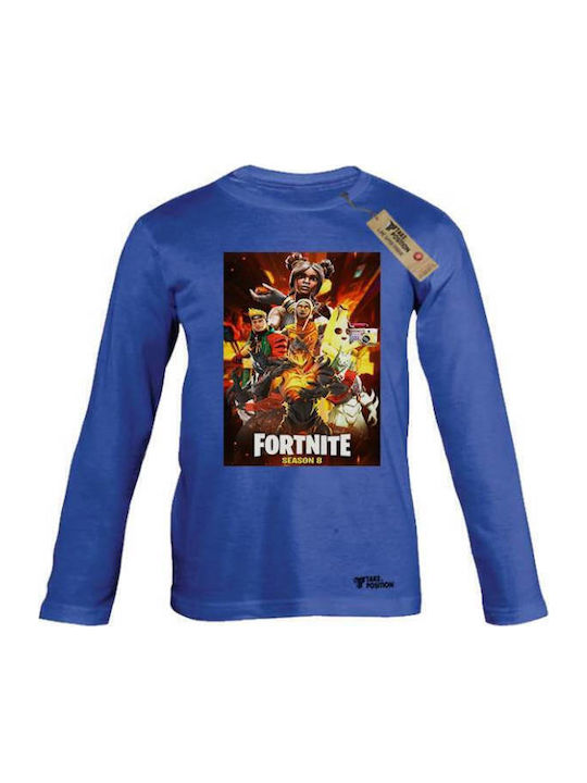 Kids' Shirt Long Sleeve Blue Fortnite 8