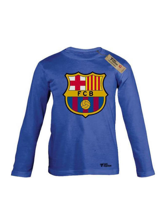 Kinderhemd Langarm Blau Barcelona