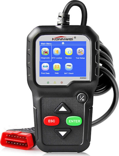 Konnwei KW680 Διαγνωστικό Αυτοκινήτου με Οθόνη OBD 2 με Καλώδιο