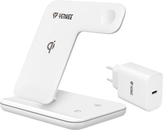 Yenkee Ασύρματος Φορτιστής (Qi Pad) 15W Λευκός (YAC 5301)