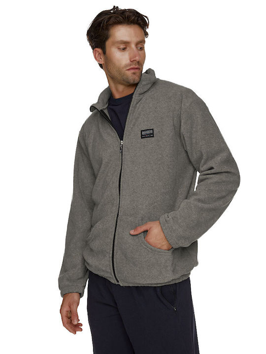 Bodymove Men's Fleece Hooded Cardigan with Zipper Gray