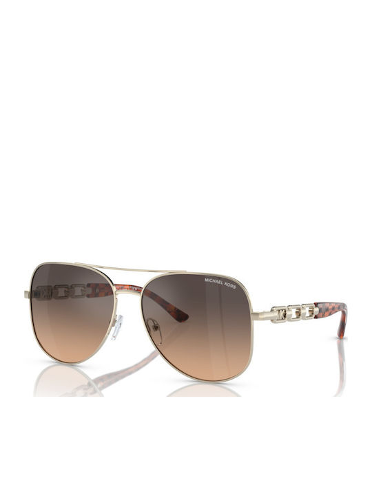 Michael Kors Chianti Women's Sunglasses with Gold Metal Frame and Brown Gradient Mirror Lens