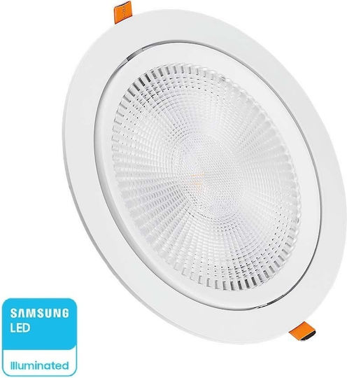 V-TAC Rotund Încastrat Panou LED Putere 30W cu Alb Rece Lumini 22.5x22.5cm.
