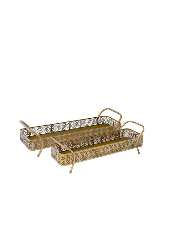 Zen Collection Tavă Decorativă Metal Dreptunghiulară 60x20x16cm 2buc