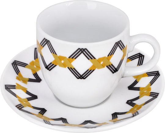Max Home Set of Cups Coffee Ceramic Brown 90ml 6pcs