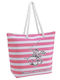 Beverly Hills Polo Club Beach Bag Pink with Stripes