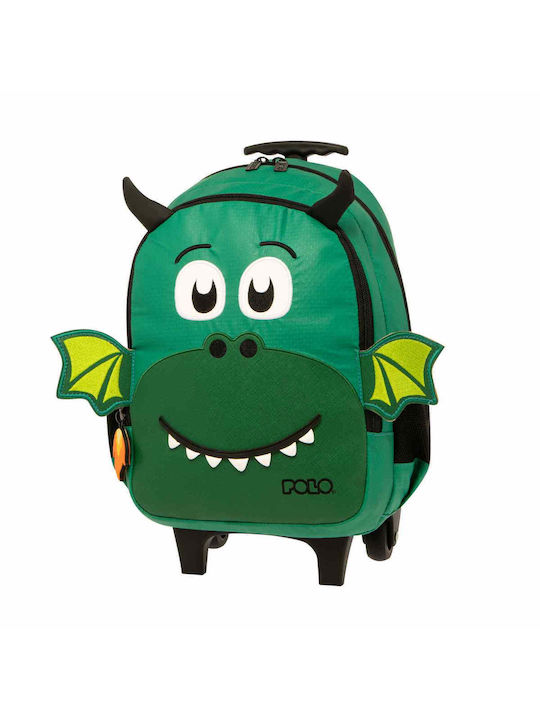 Polo Δράκος School Bag Trolley Kindergarten in Green color