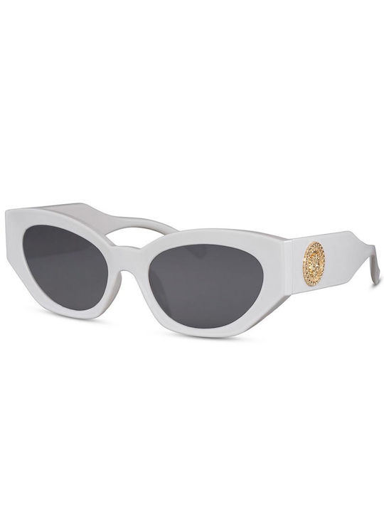 Solo-Solis Women's Sunglasses with White Plastic Frame and Gray Lens NDL8013