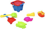 Beach Bucket Set with Accessories Red (7pcs)