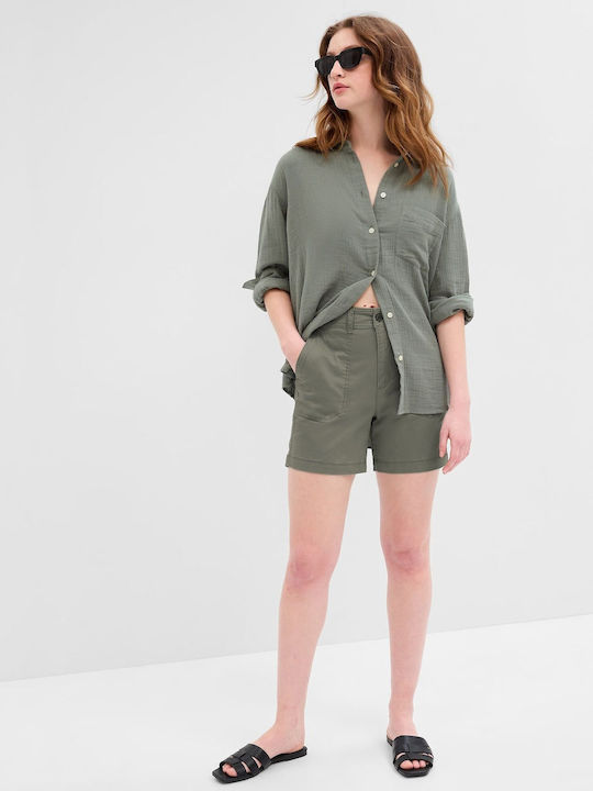 GAP Women's High-waisted Shorts Washwell Vintage Palm Green