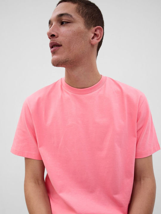 GAP Ανδρικό T-shirt Κοντομάνικο Ροζ