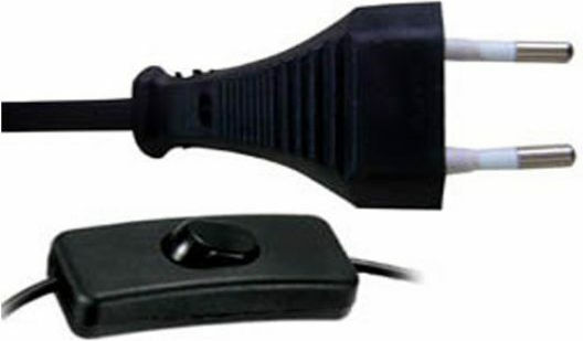 Power Cord Bipolar 2x0.75mm² 2m Black Hand Switch