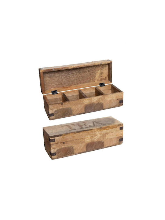 Atmosphera Кутия за Чай с капак Дърво Кафяв 32x10.3x9.5см