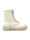 Inuovo Women's Leather Combat Boots White